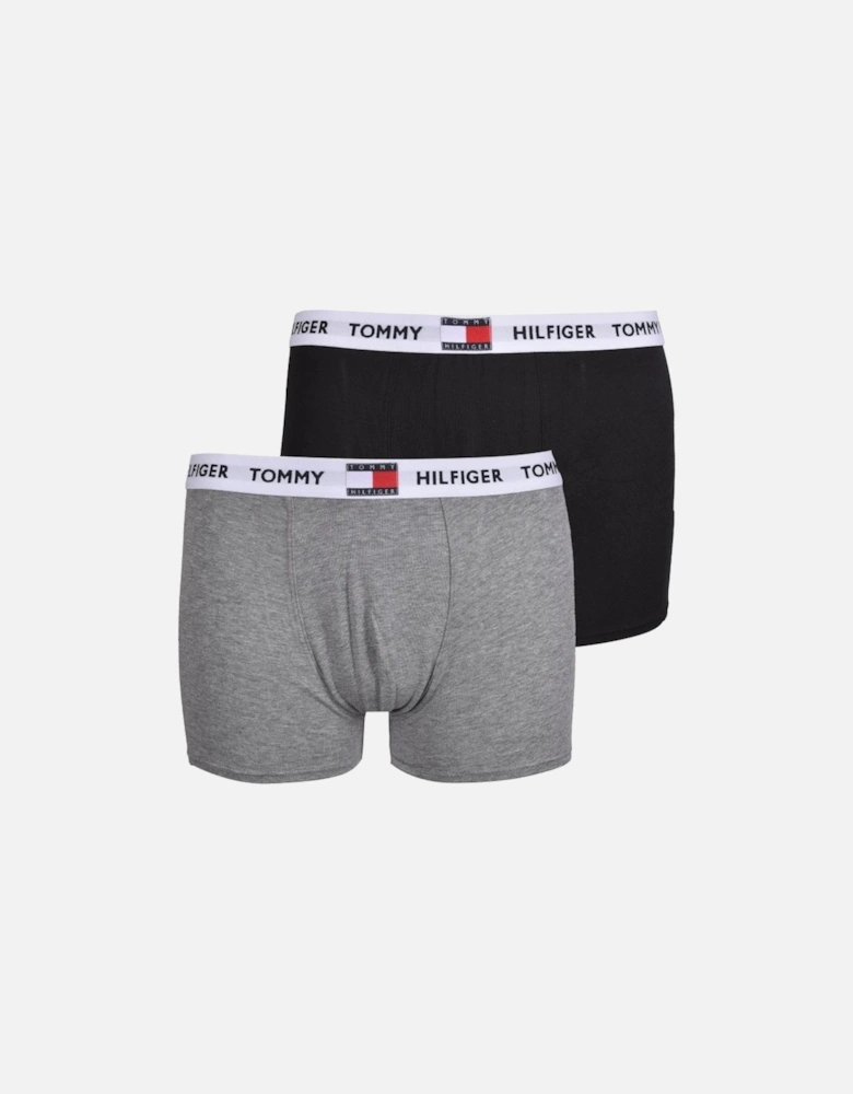 2-Pack Recycled Cotton Luxe Logo Boys Boxer Trunks, Black/Grey