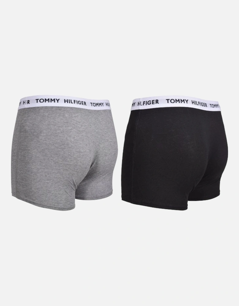 2-Pack Recycled Cotton Luxe Logo Boys Boxer Trunks, Black/Grey