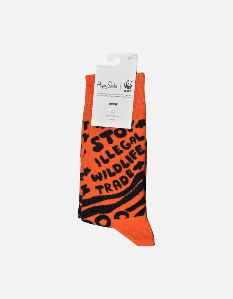 Stop Illegal Wildlife Trade WWF Socks, Orange/black