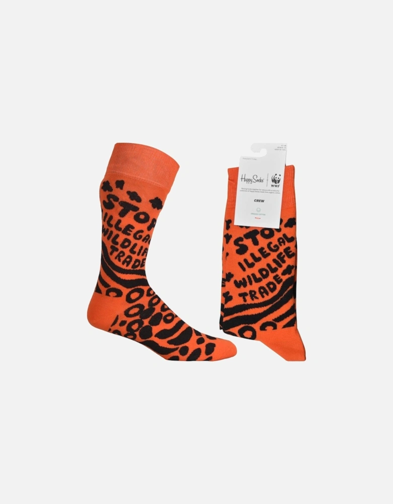 Stop Illegal Wildlife Trade WWF Socks, Orange/black