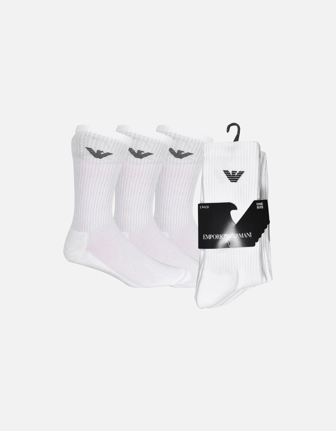 3-Pack Eagle Logo Sports Socks, White, 5 of 4