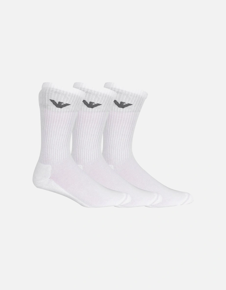 3-Pack Eagle Logo Sports Socks, White
