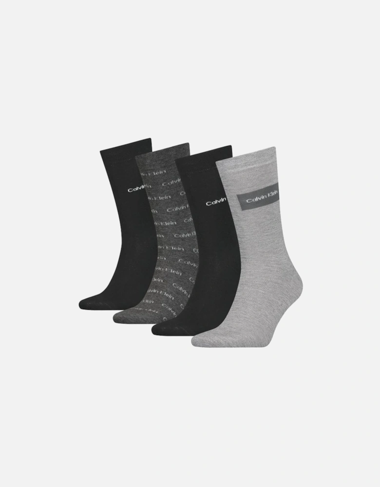 4-Pack Allover Logo Socks Gift Box, Black Combo