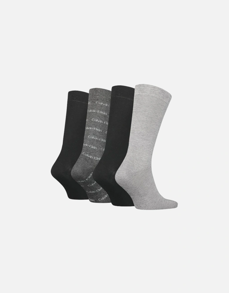 4-Pack Allover Logo Socks Gift Box, Black Combo