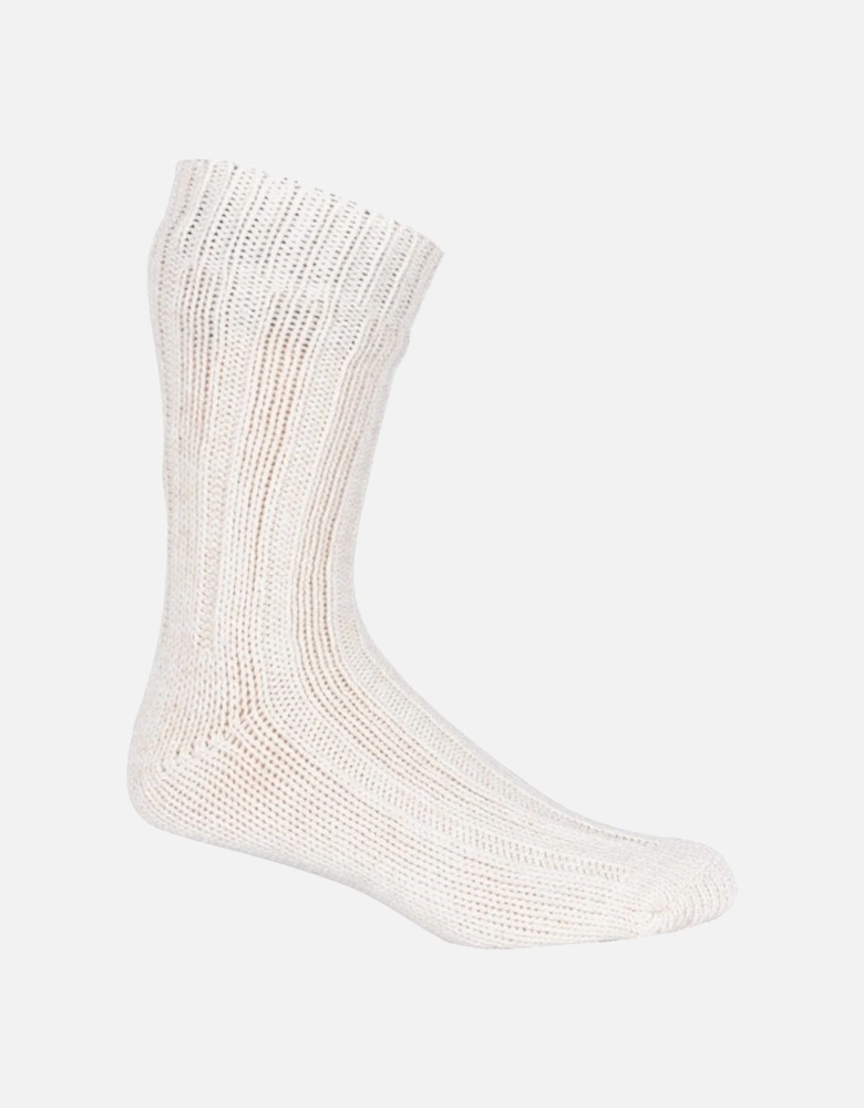 Cotton Twist Boot Socks, Off White Melange