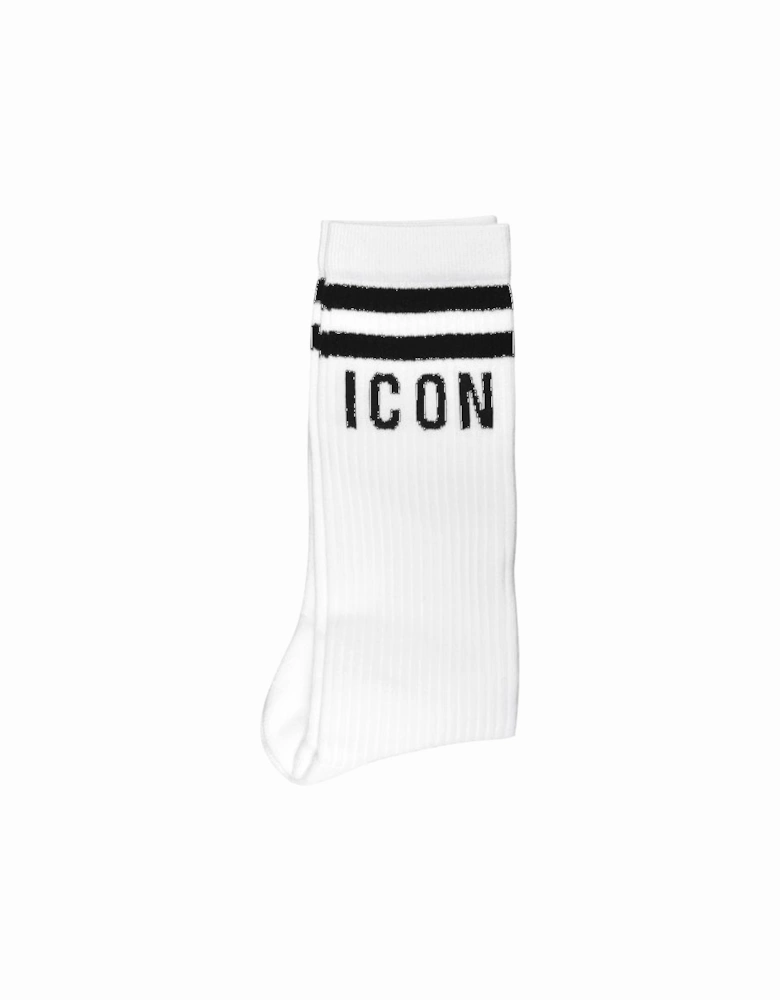 ICON Stripes Logo Sports Socks, White/black