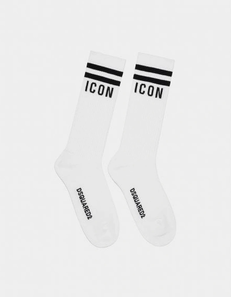 ICON Stripes Logo Sports Socks, White/black