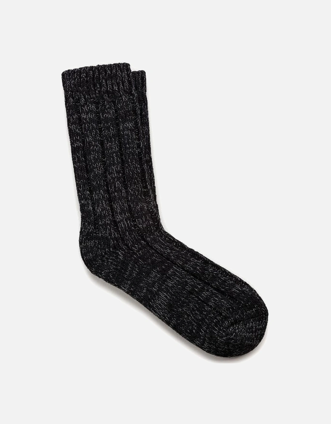Cotton Twist Boot Socks, Black Melange