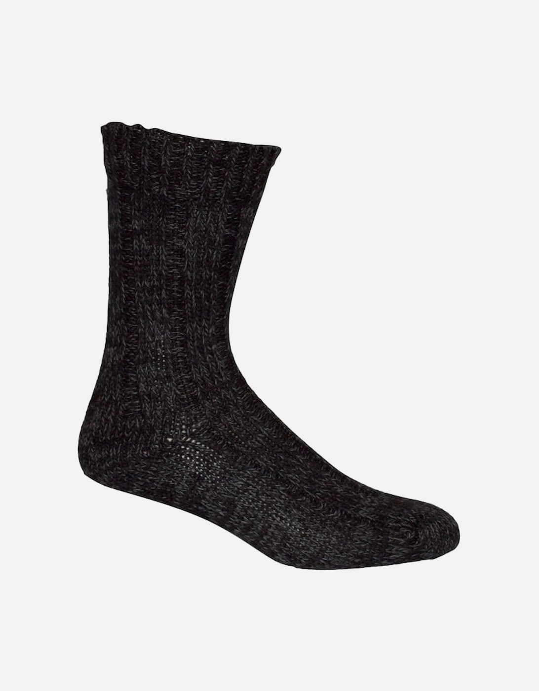 Cotton Twist Boot Socks, Black Melange