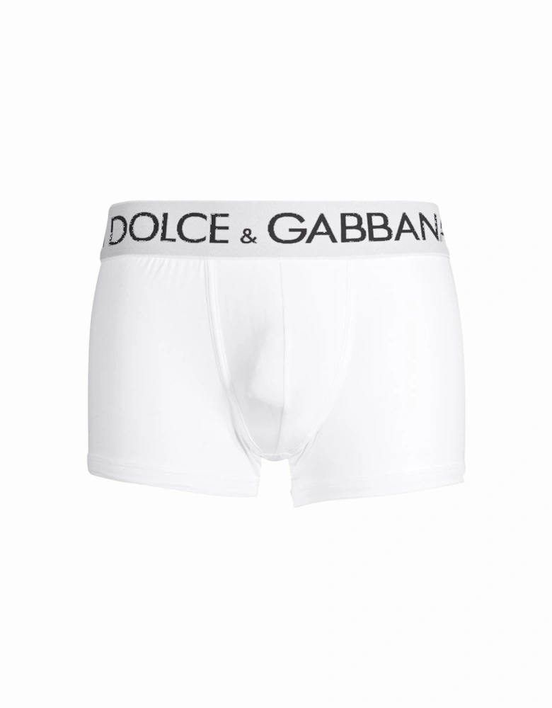 Double Waistband Boxer Trunk, White