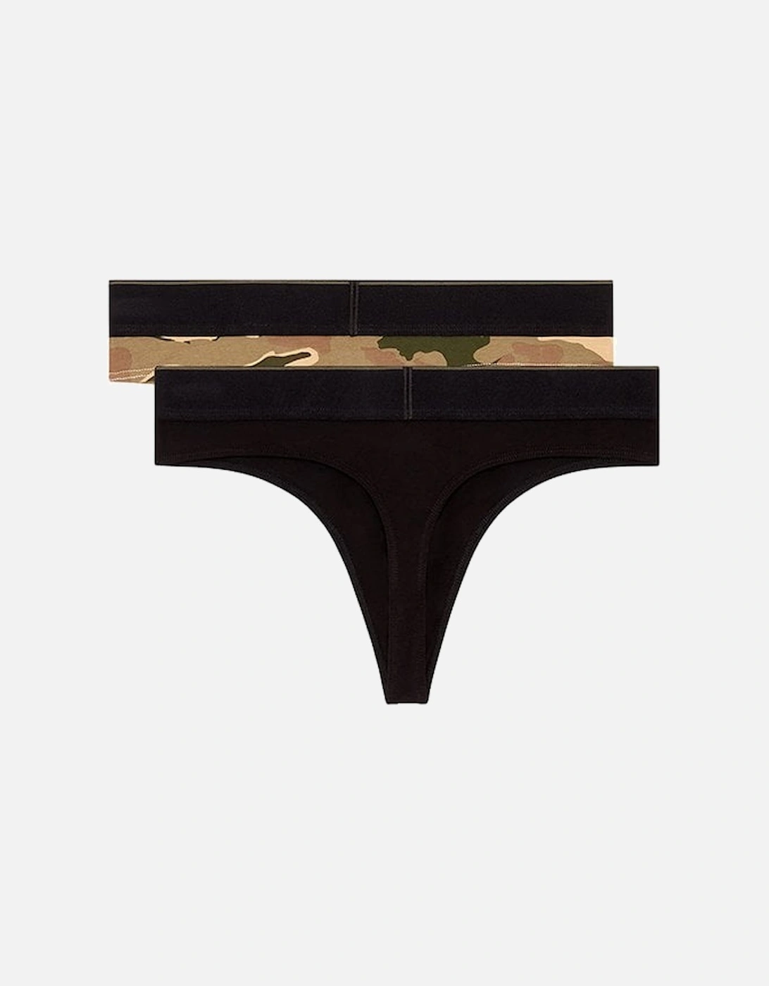 2-Pack Camo & Solid Thongs, Black/Camo