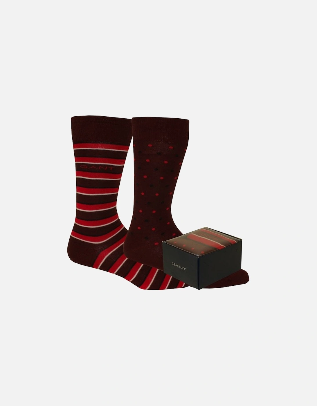 2-Pack Spots & Stripes Socks Gift Box, Burgundy, 6 of 5