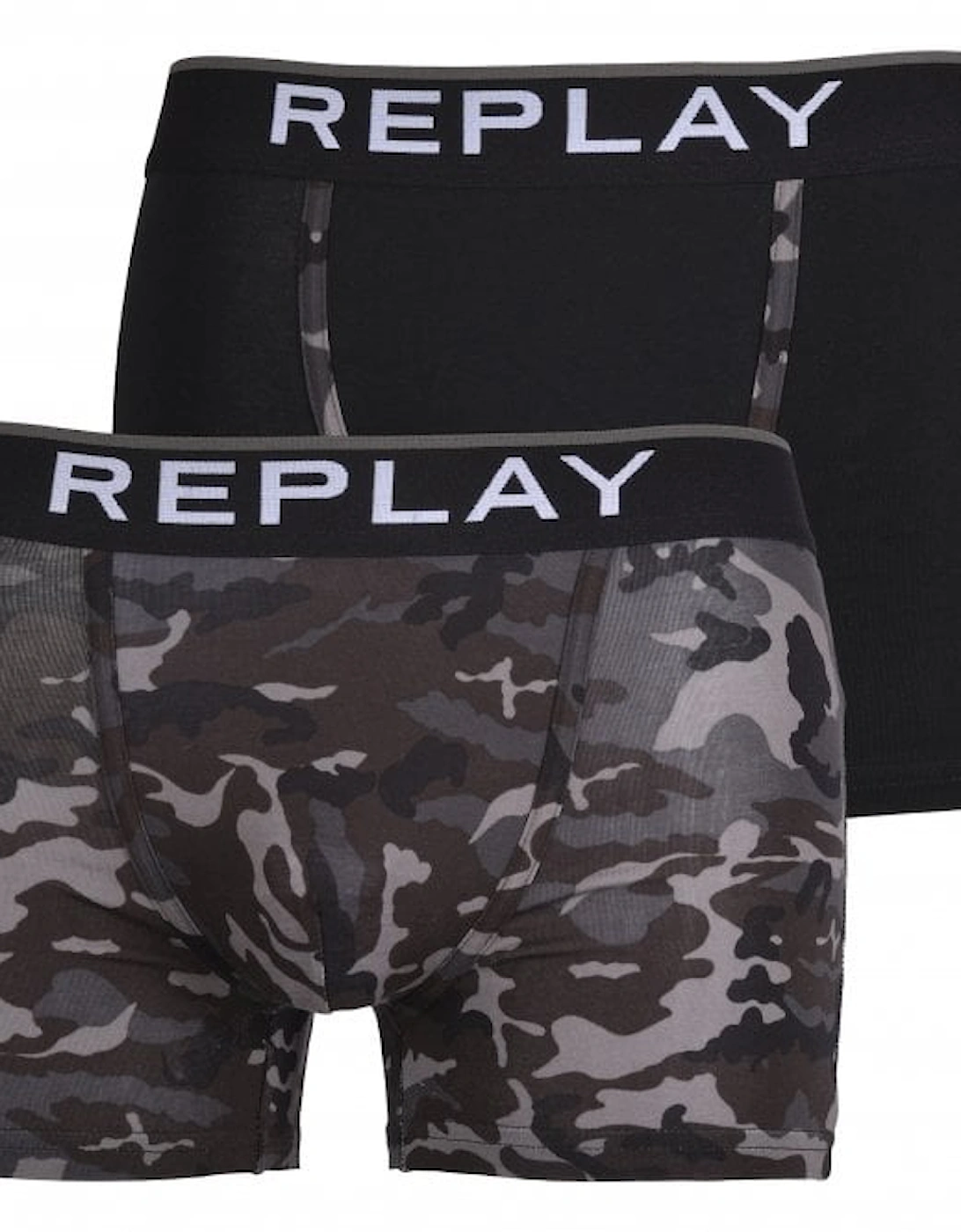 2-Pack Camo Print Boxer Trunks, Black/grey, 6 of 5