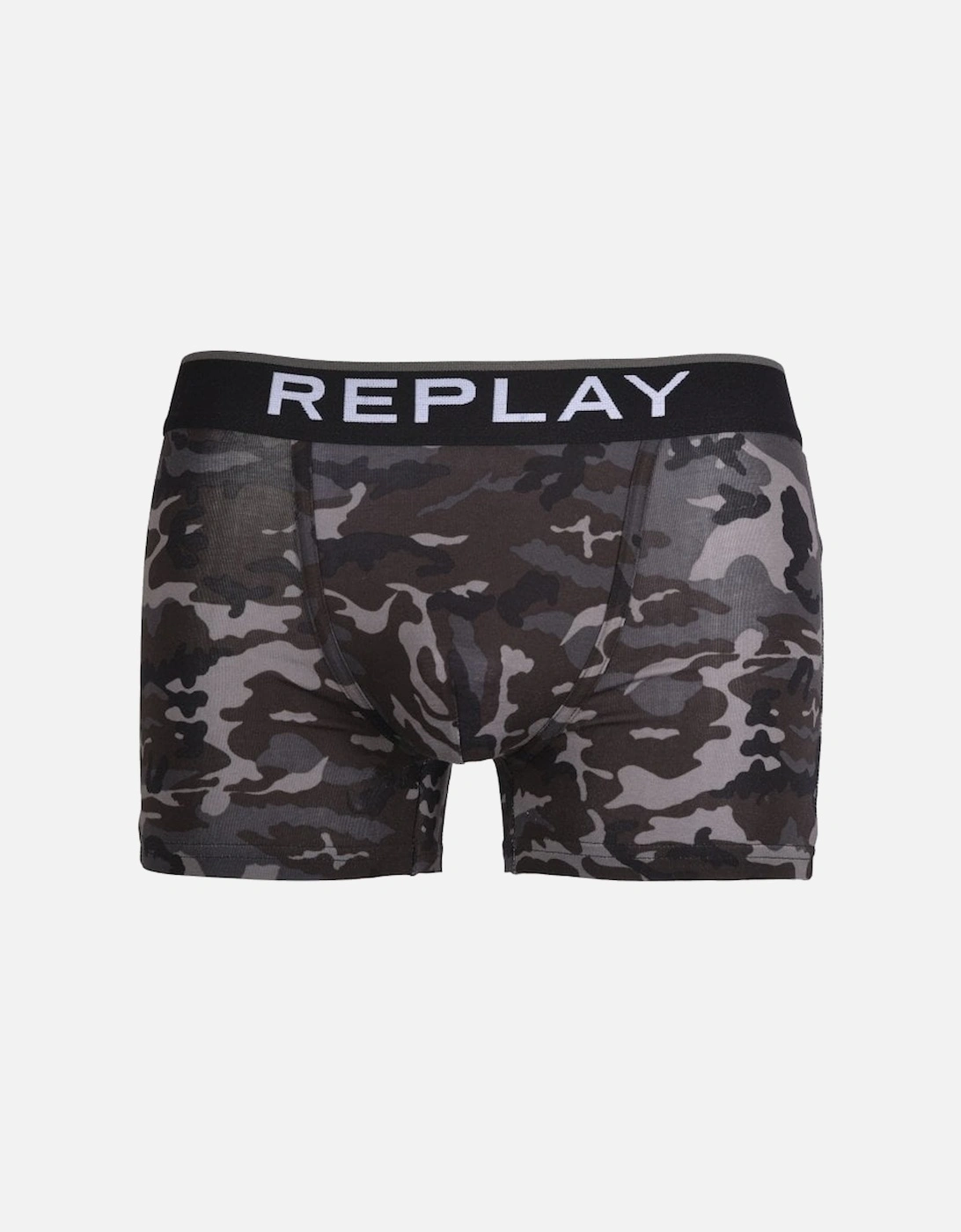 2-Pack Camo Print Boxer Trunks, Black/grey