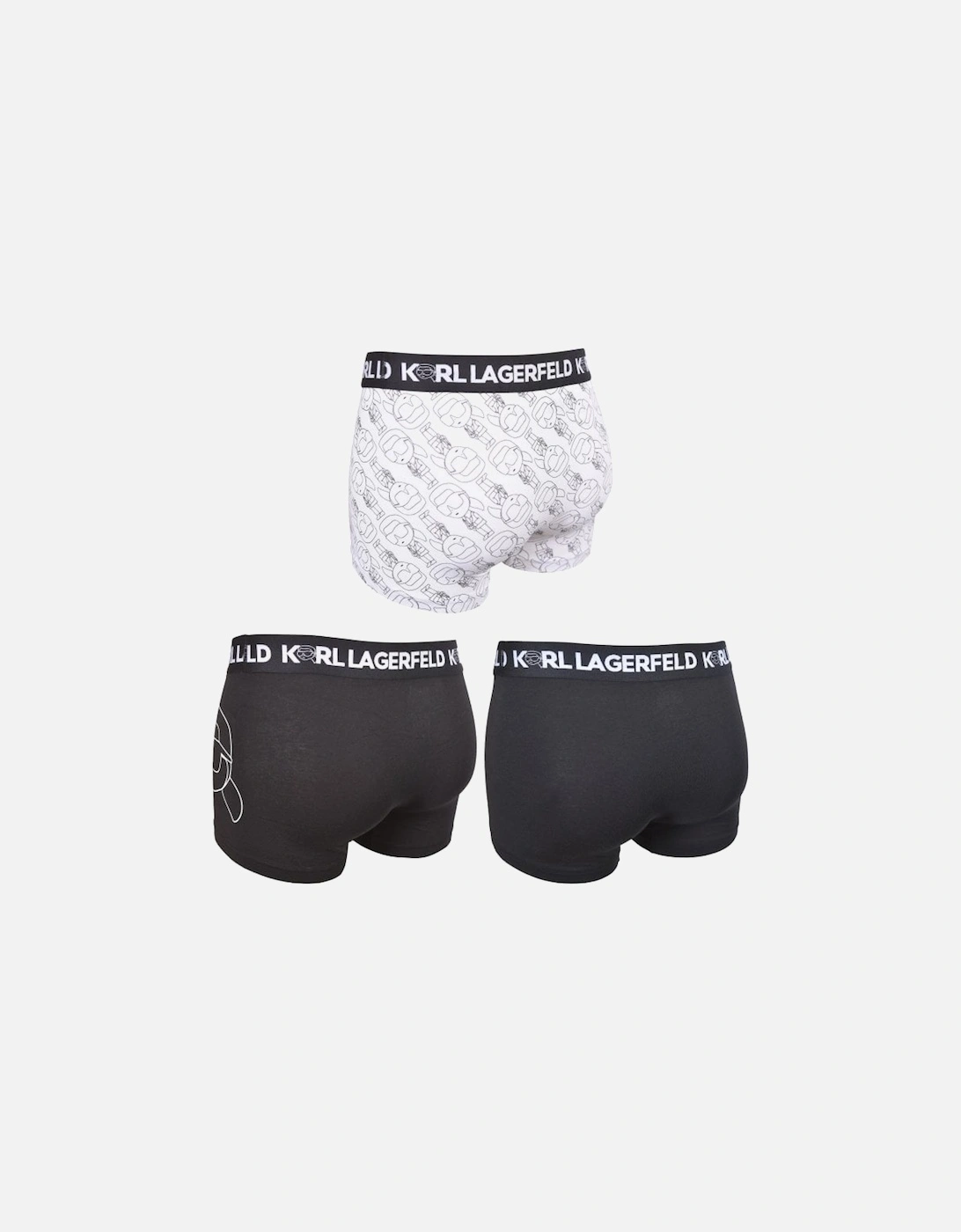 3-Pack Ikonik 2.0 Logo Print Boxer Trunks, Black/white