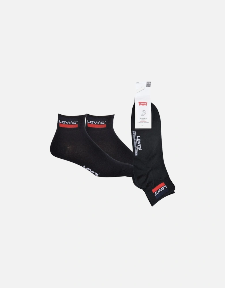2-Pack Sportswear Logo Mid-Cut Socks, Black