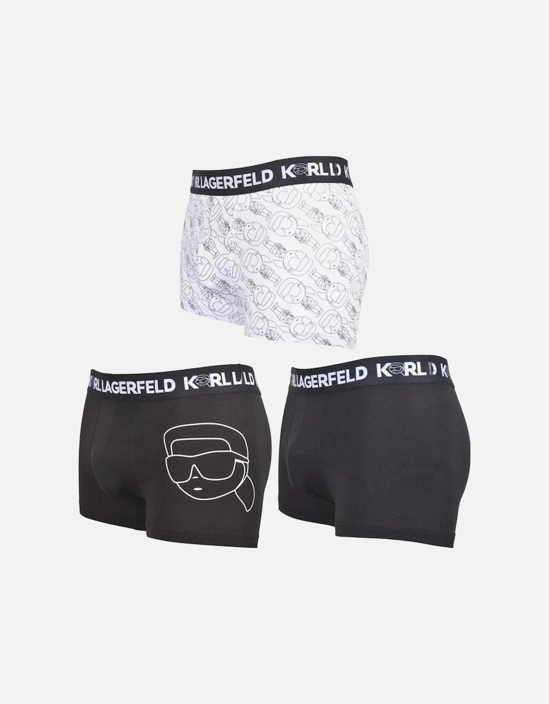 3-Pack Ikonik 2.0 Logo Print Boxer Trunks, Black/white