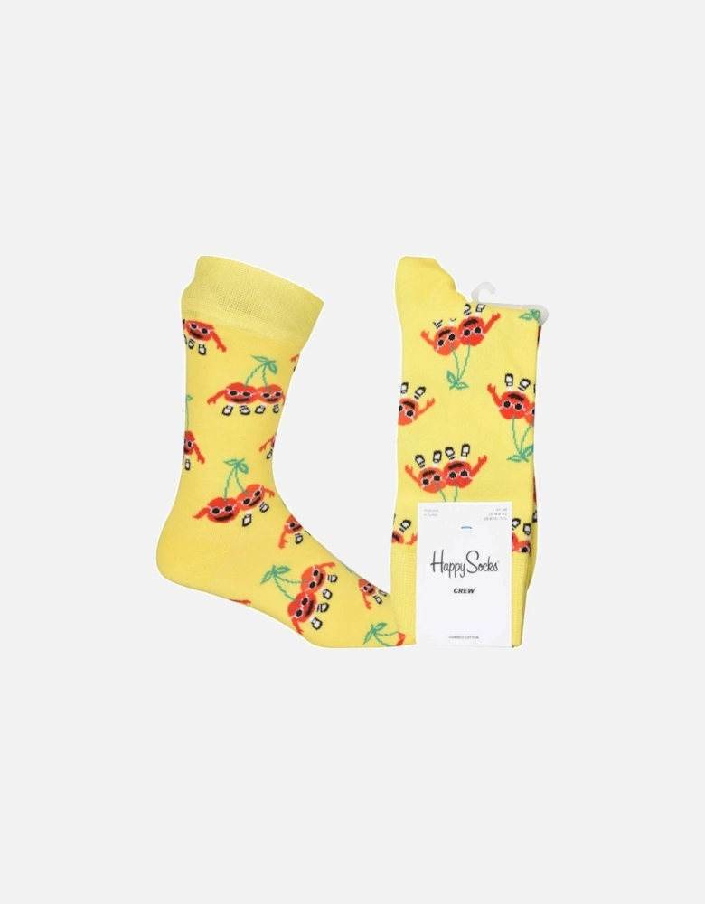 Cherry Mates Socks, Yellow