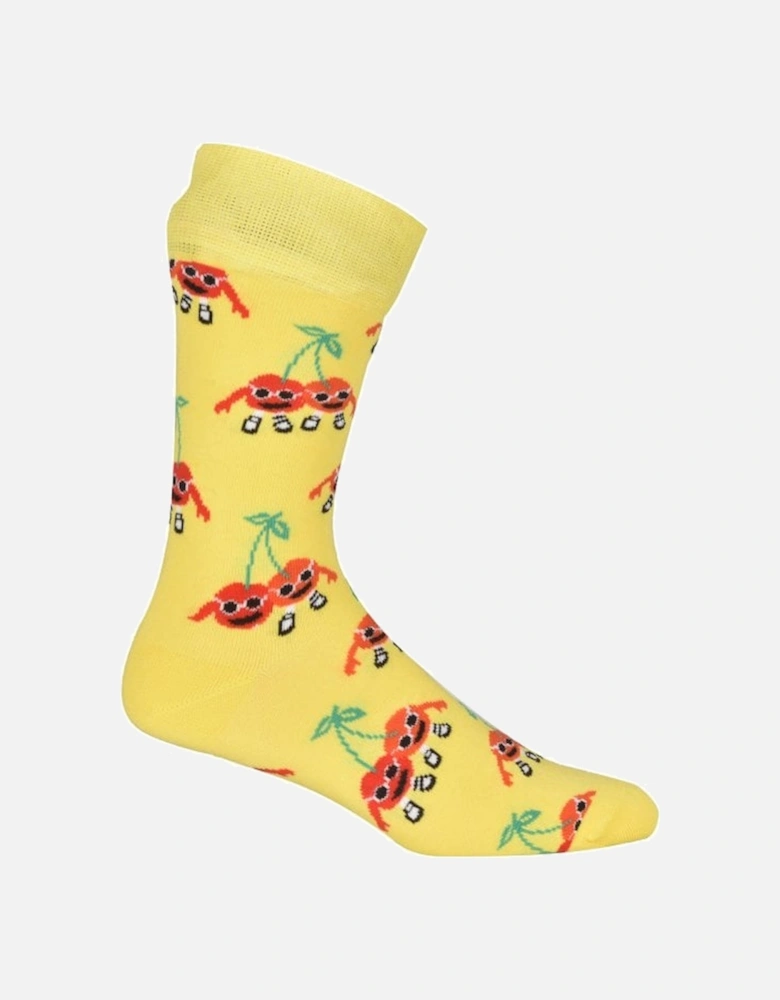 Cherry Mates Socks, Yellow