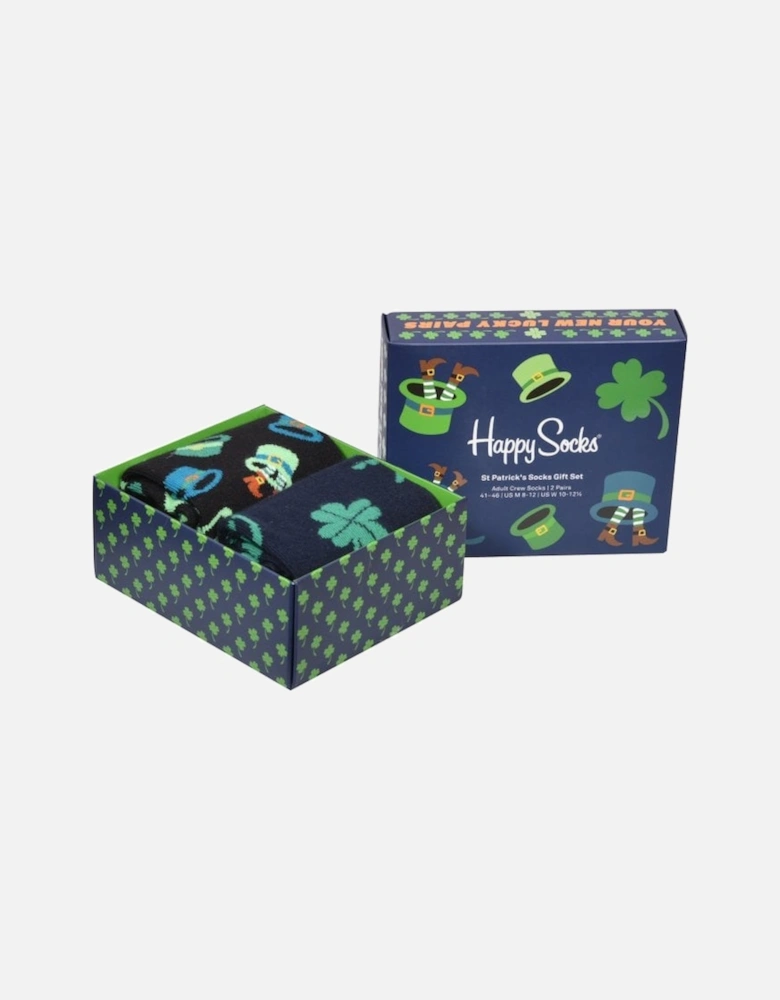 2-Pack St Patrick's Socks Gift Box, Navy/Black
