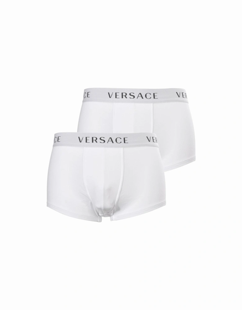 2-Pack Classic Logo Low-Rise Boxer Trunks, White