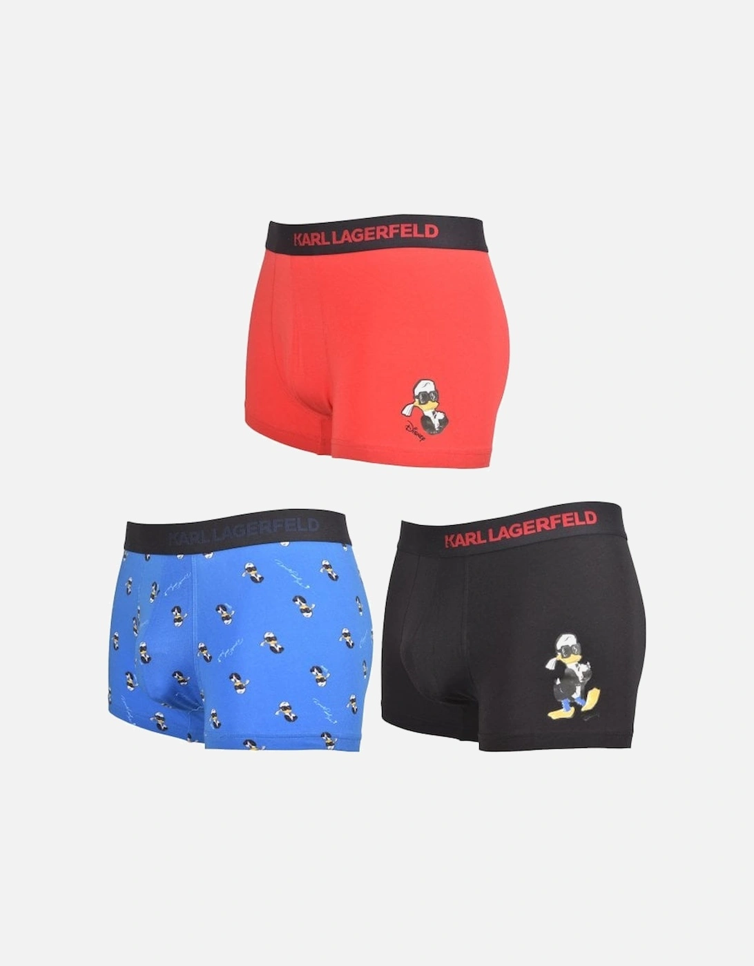 3-Pack KLxDisney Boxer Trunks, Black/Red/Blue