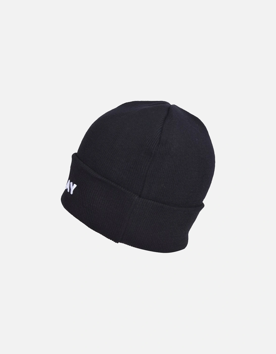 Embroidered Logo Beanie Hat, Black