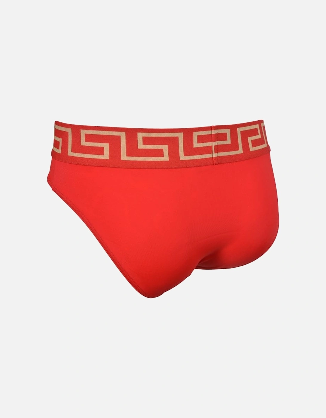 Iconic Luxe Swim Briefs, Red/gold
