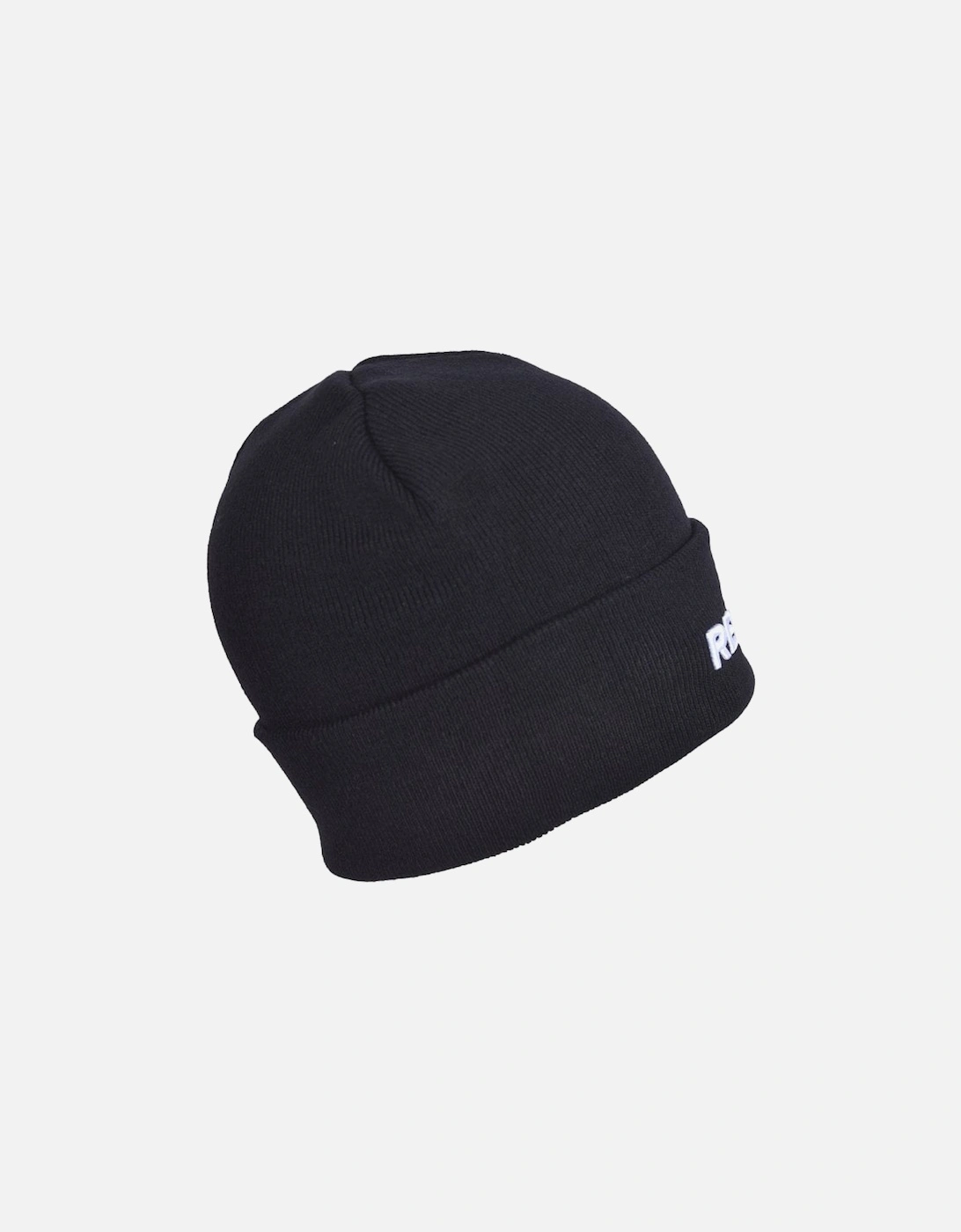 Embroidered Logo Beanie Hat, Black