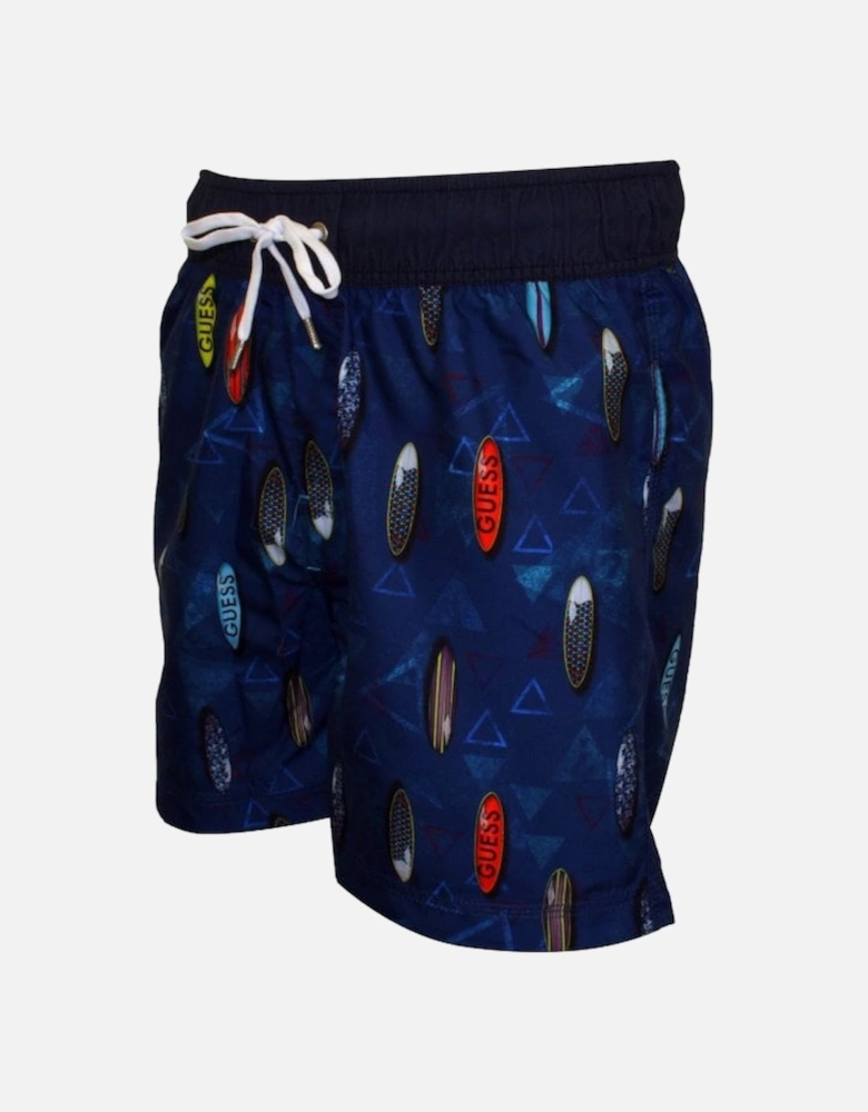 Surfboards Print Swim Shorts, Blue