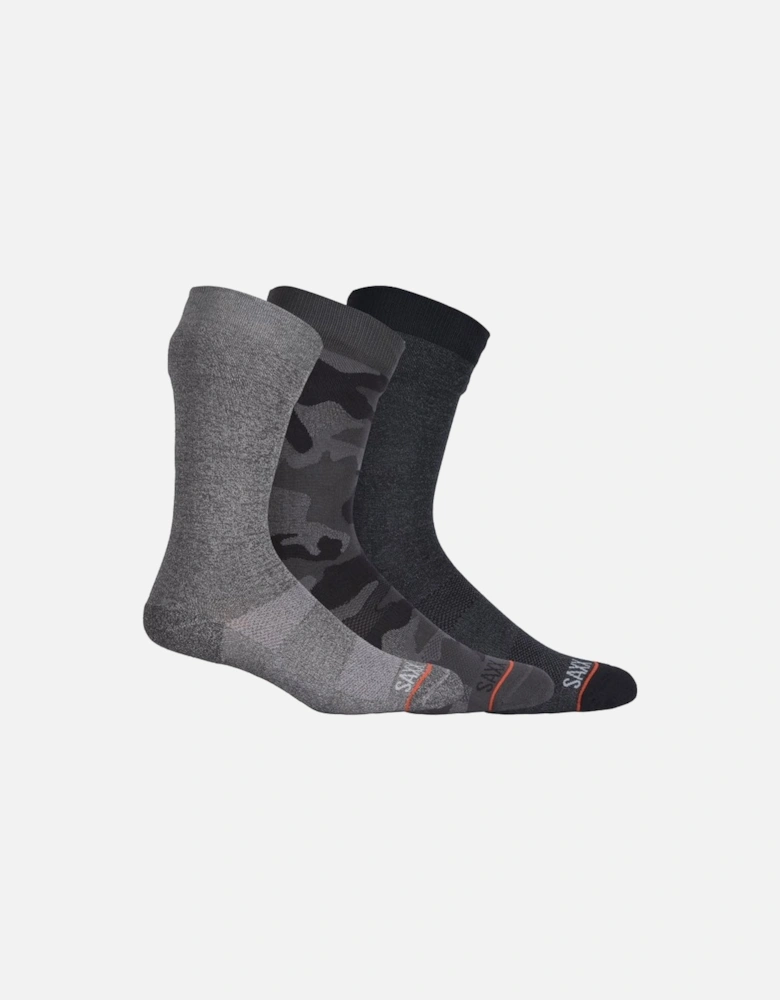 3-Pack Whole Package Camo & Solid Socks, Black/Grey