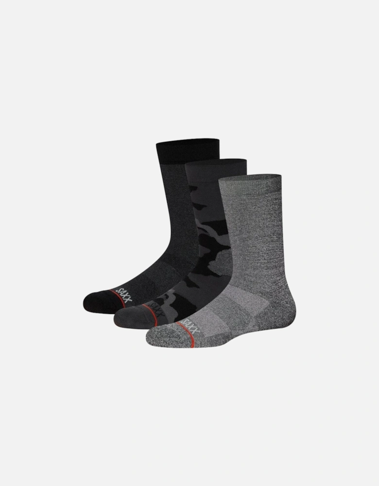 3-Pack Whole Package Camo & Solid Socks, Black/Grey