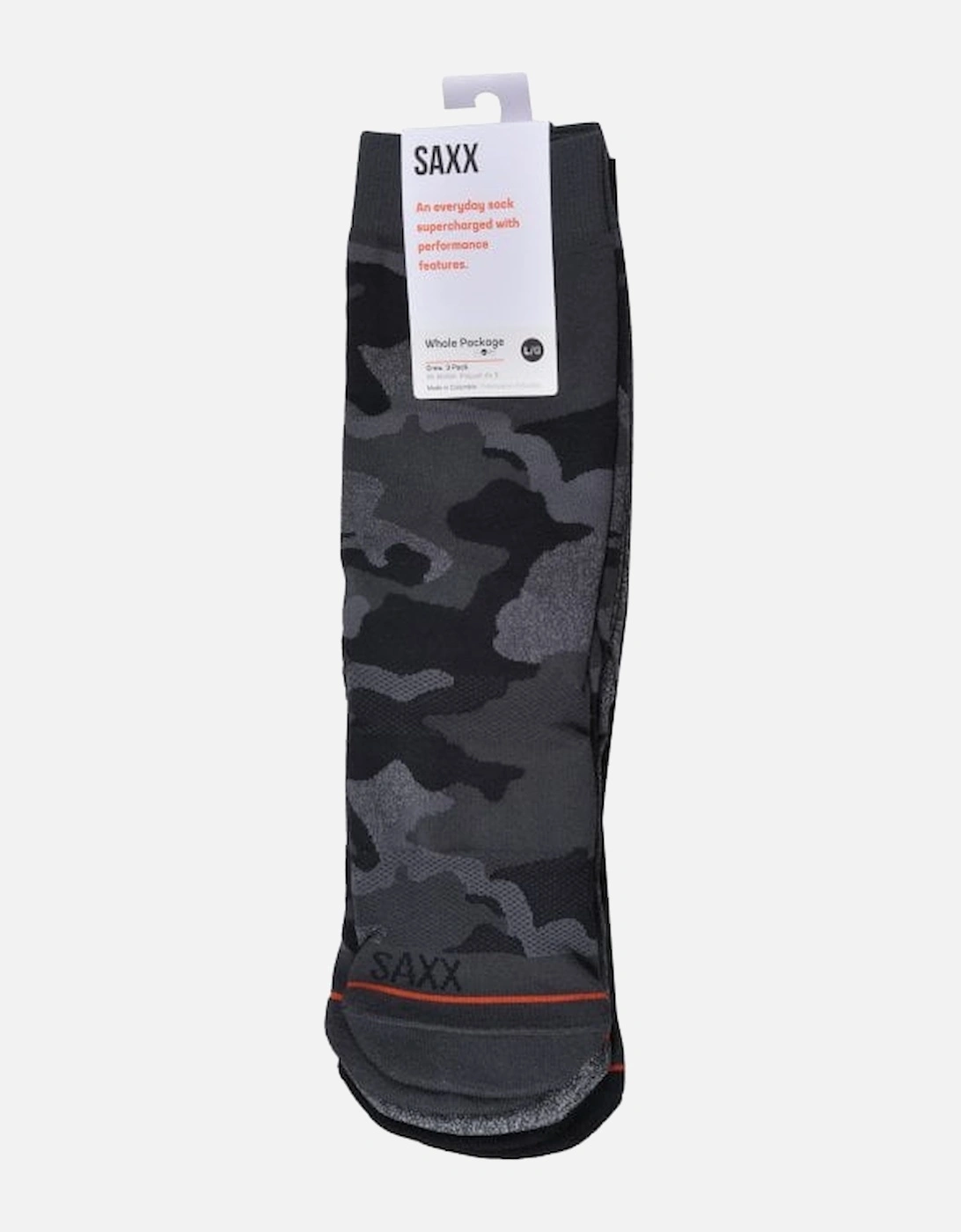 3-Pack Whole Package Camo & Solid Socks, Black/Grey