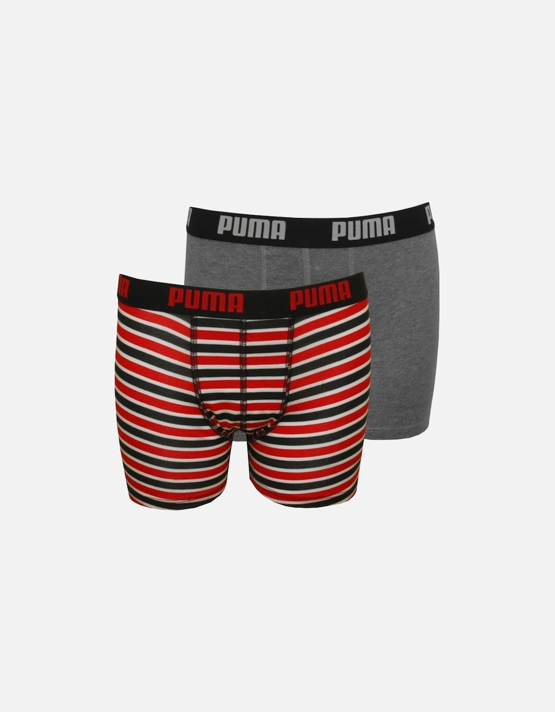 2-Pack Printed Stripe Boys Boxer Briefs, Red/Grey, 9 of 8