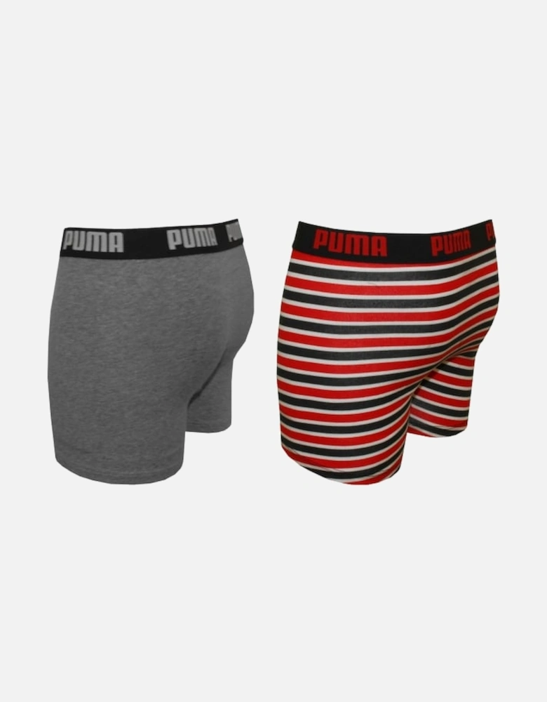 2-Pack Printed Stripe Boys Boxer Briefs, Red/Grey