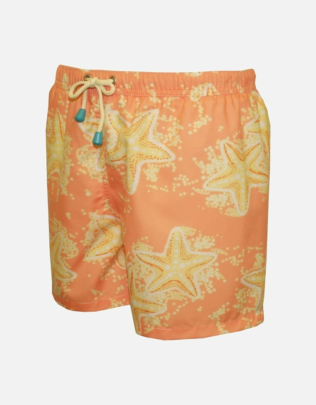 Starfish Print Boys Swim Shorts, Peach/Lemon