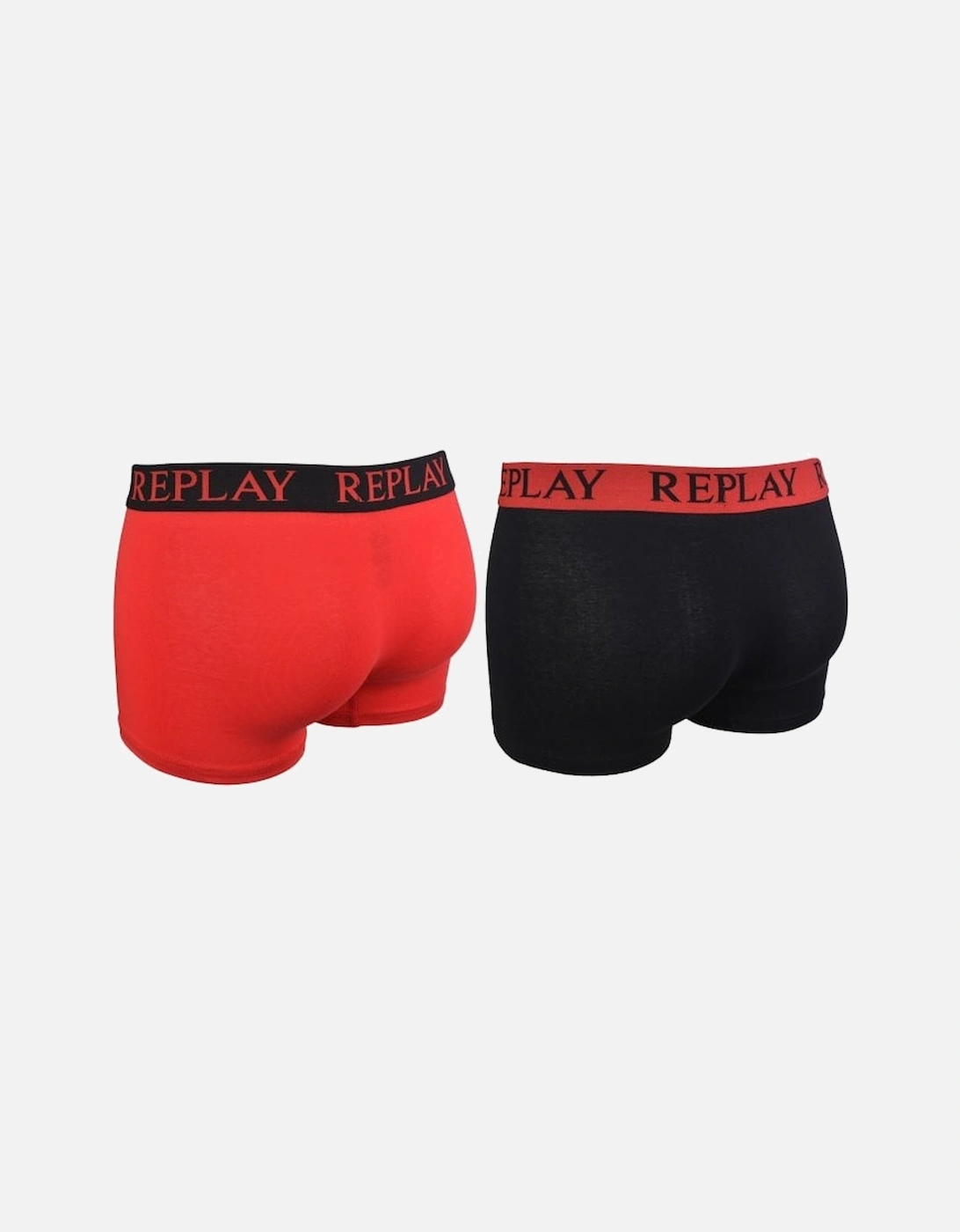 2-Pack Contrast Waistband Boxer Trunks, Black/Red