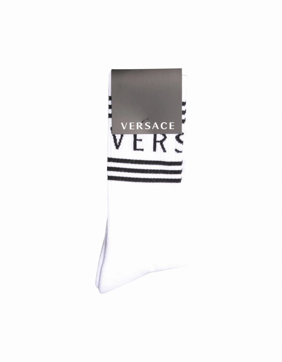 1990's Vintage Logo Sports Socks, White/black