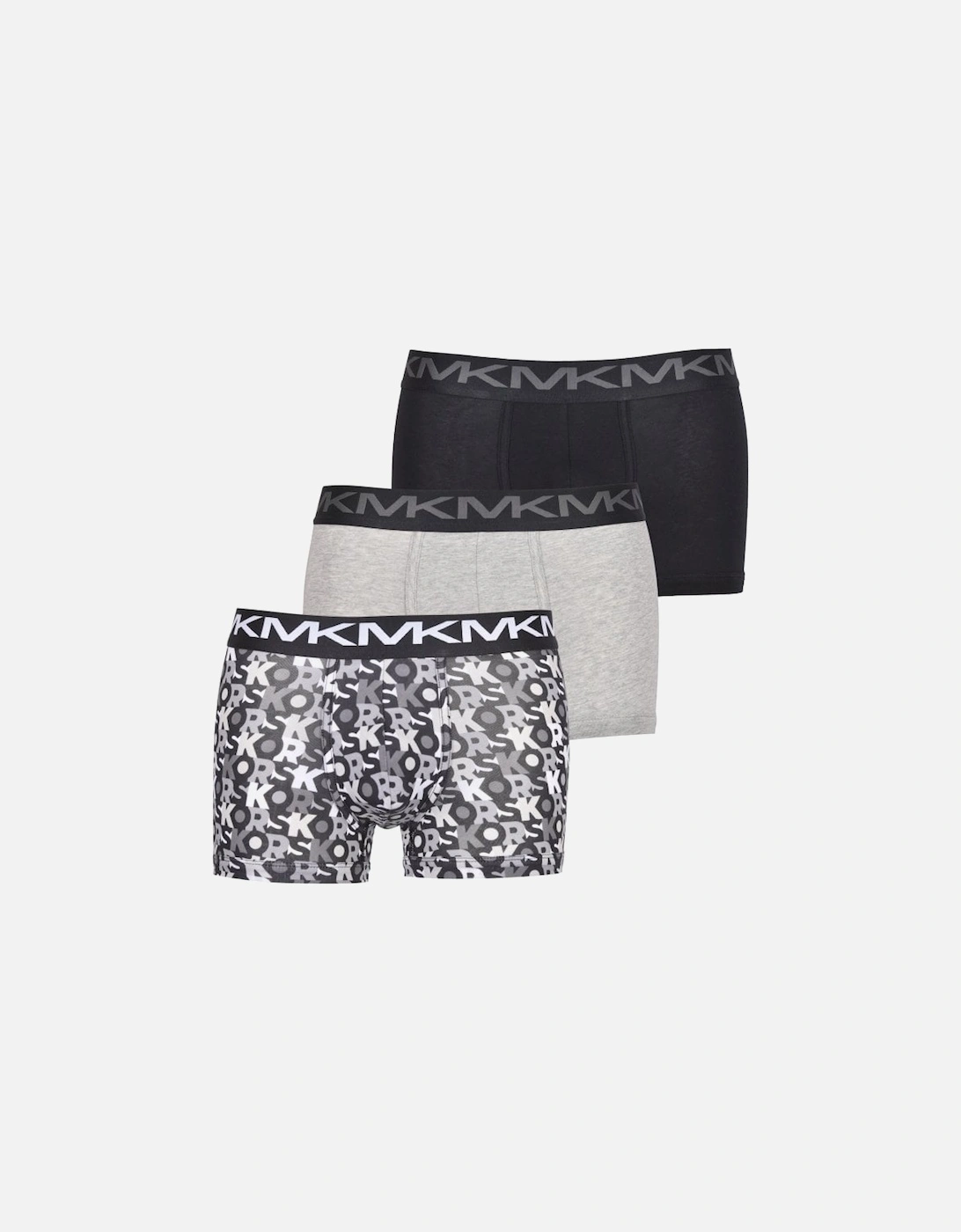 3-Pack AOP & Solid Boxer Trunks, Black/Grey, 7 of 6