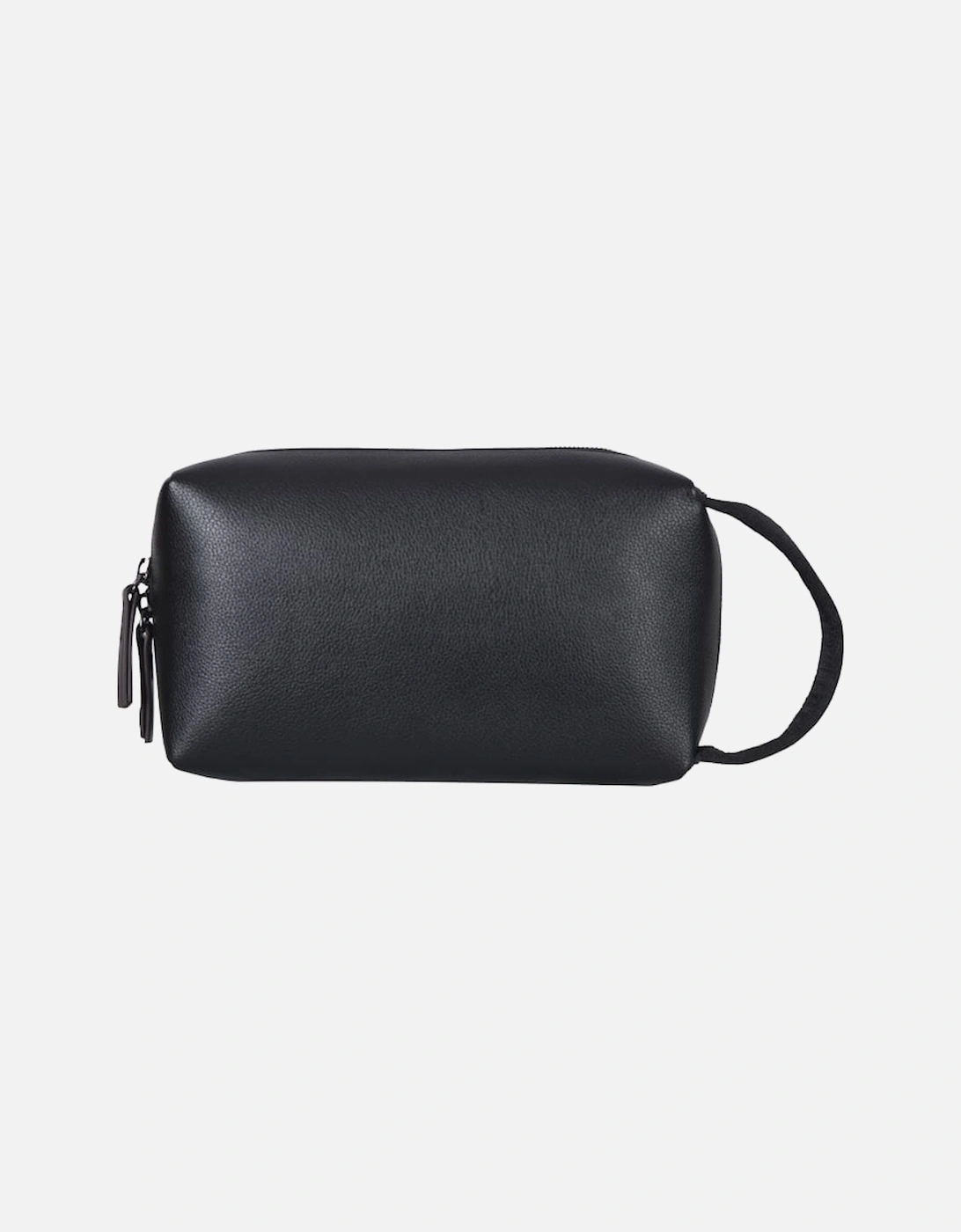 Inset Stripe Faux-Leather Washbag, Black