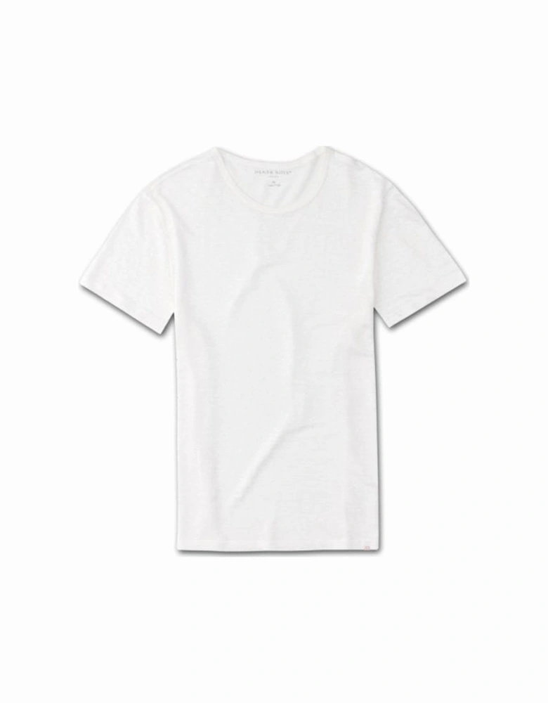 Pure Linen Crew-Neck T-Shirt, White