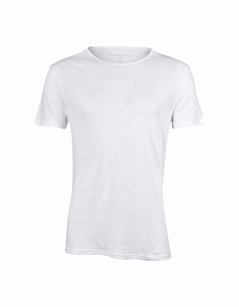 Pure Linen Crew-Neck T-Shirt, White