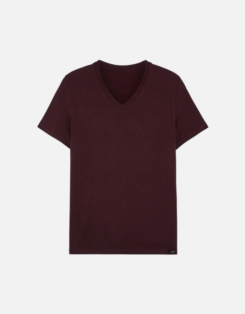 Tencel Soft V-Neck T-Shirt, Burgundy