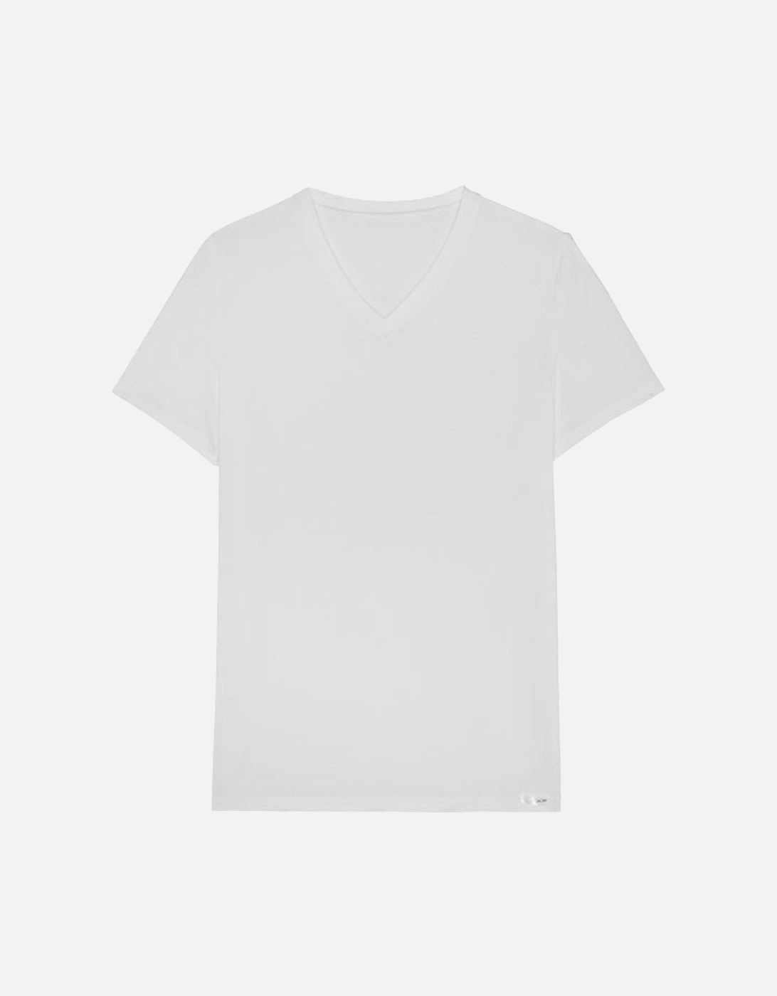 Tencel Soft V-Neck T-Shirt, White, 5 of 4