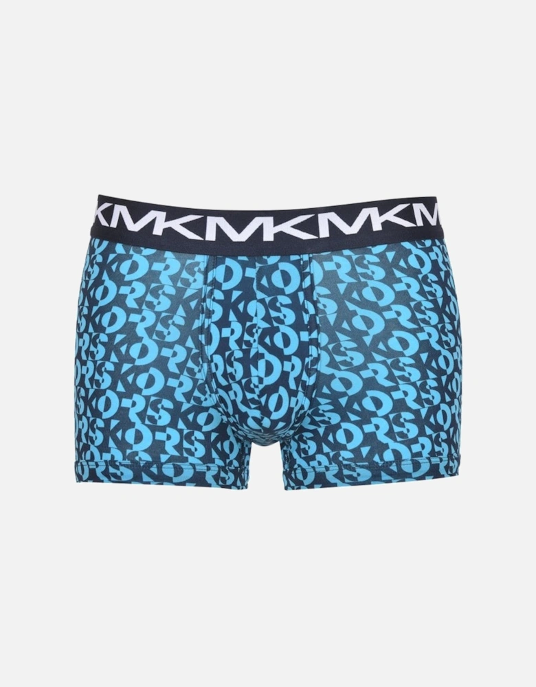 3-Pack AOP & Solid Boxer Trunks, Black/Turquoise