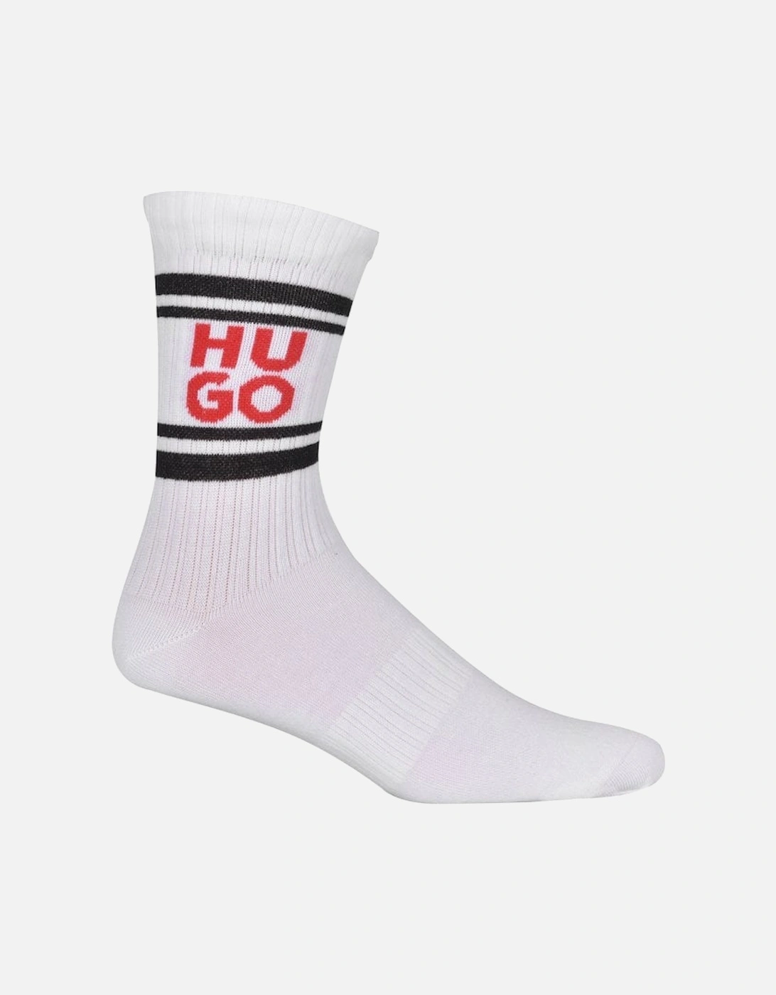 2-Pack Split Logo Stripe Sports Socks Gift Set, White