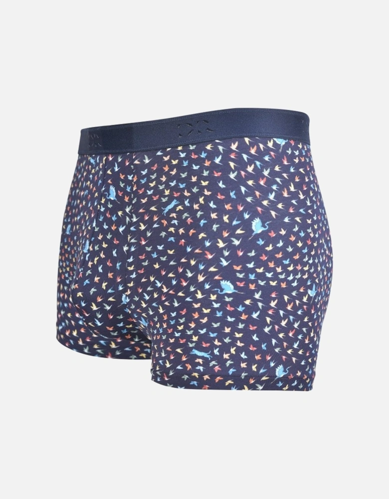 Jack Pima Cotton Stretch Birds Boxer Trunk, Navy