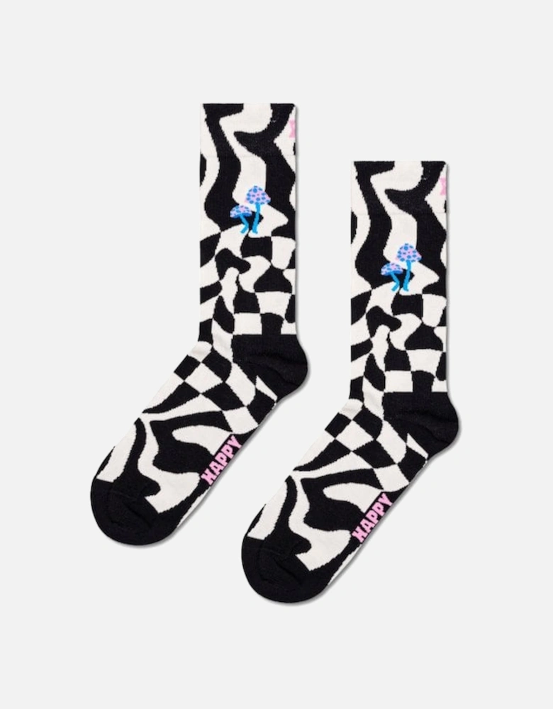 Distorted Check Socks, Black/white