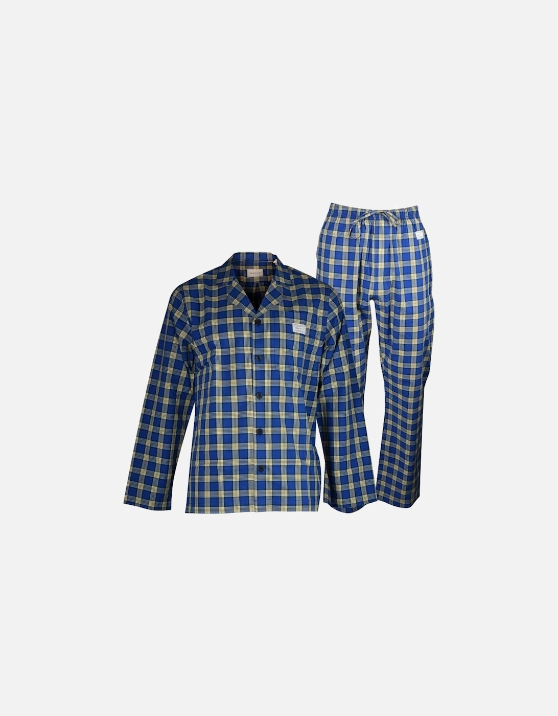 Check Woven Cotton Pyjama Set, College Blue, 9 of 8