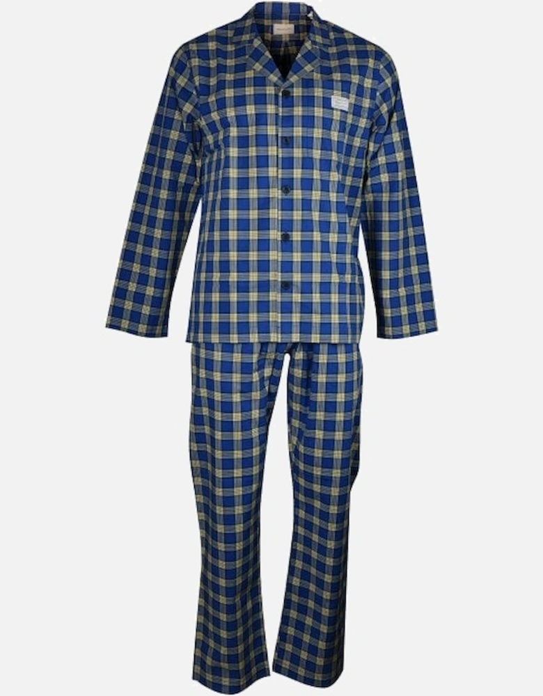 Check Woven Cotton Pyjama Set, College Blue